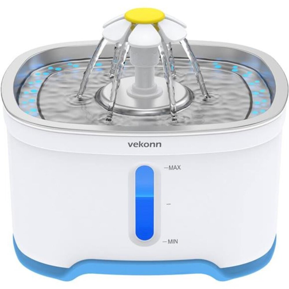 Cat Water Fountain with StainlessSteel Top,2.5L Pet Water Fountain with LedLight